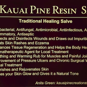 Kauai Pine Resin Salve | Helt naturligt hudlindrande balsam för torr hud, utslag och återfuktande | Handgjord örtsalva bild 2
