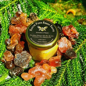 Vegan Natural Pine Resin Salve, Holistic Healing Balm, Traditional Handcrafted Ointment, Kauai Eco-Friendly Relief, Handmade Gift Hawaii