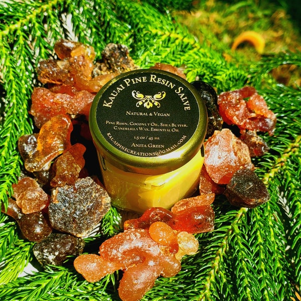 Vegan Natural Pine Resin Salve, Holistic Healing Balm, Traditional Handcrafted Ointment, Kauai Eco-Friendly Relief, Handmade Gift Hawaii