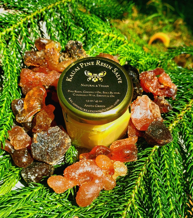Kauai Pine Resin Salve | Helt naturligt hudlindrande balsam för torr hud, utslag och återfuktande | Handgjord örtsalva bild 1