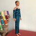 Blue tube dress with separate sleeves for 12' fashion dolls at 1/6 scale 