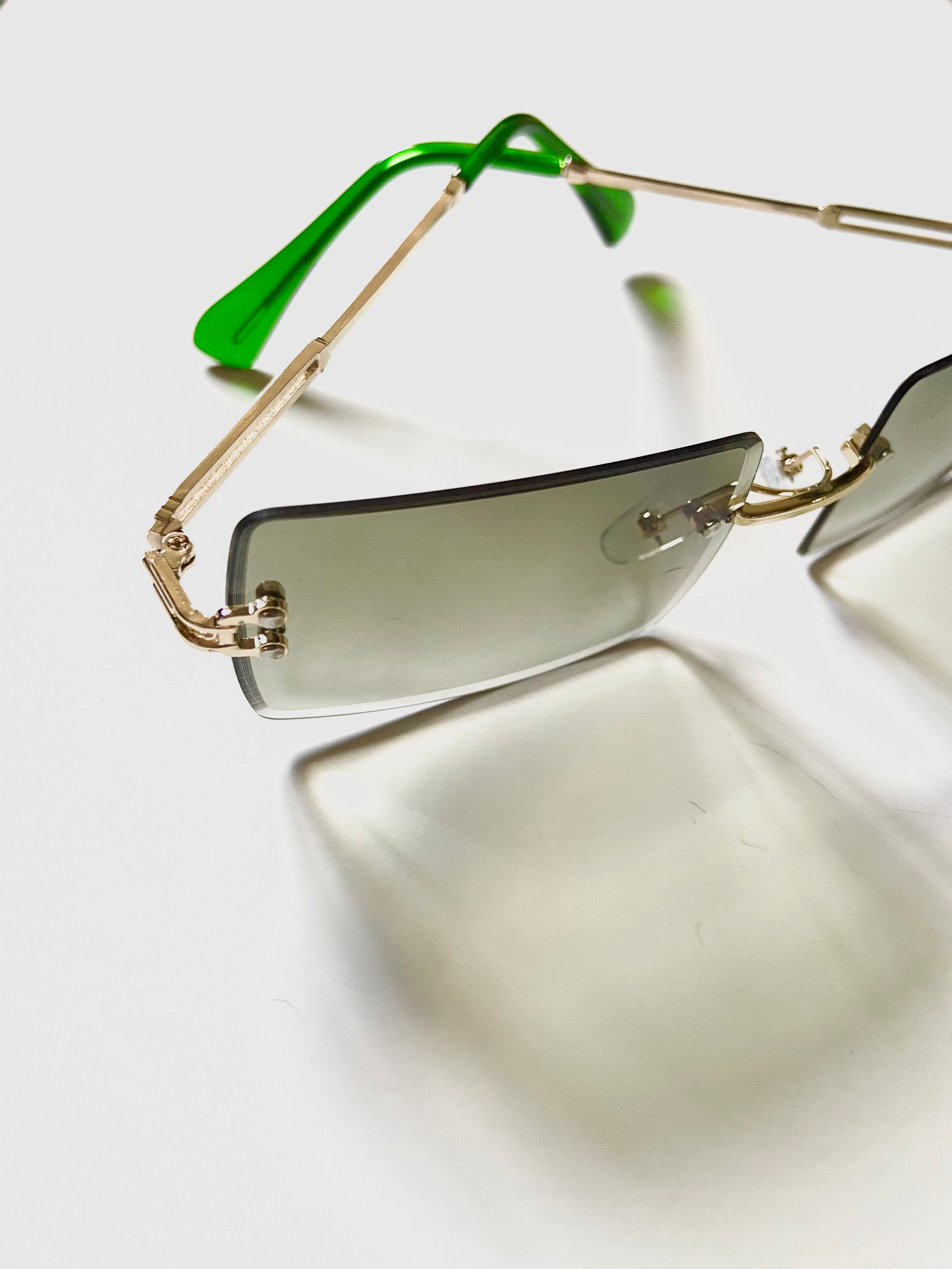 Green Y2K Rimless Sunglasses 90s Sunglasses 2000s Fashion Etsy