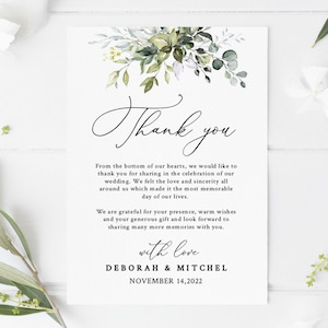 Thank you card Template, Greenery Thank you Note, Eucalyptus thank you card Printable, INSTANT DOWNLOAD, 100% Editable Text, 4x6 and 5x7 #50