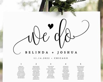 Editable Wedding Seating Chart Template, Printable, DIY (Instant Download)