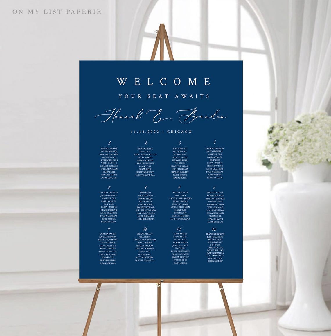 Black and White Seating Chart Template, Printable DIY Dinner Menu ...