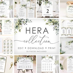 Greenery Wedding Invitation Bundle: 36 Piece Template Set (Digital Download)