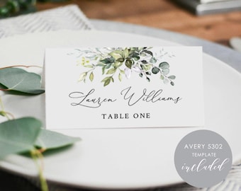 Greenery Place card Wedding Place card template Printable place card Escort card Instant download Editable place card placecards templett#50