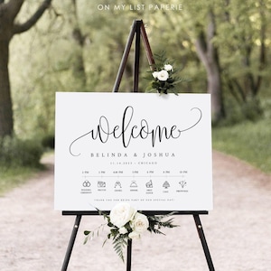 Welcome Sign Wedding template, Black and white Wedding Welcome Timeline Sign, INSTANT DOWNLOAD, 100% Editable Text, 18x24 & 24x36 A1 A2 #25