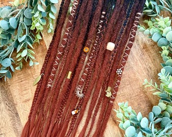 Ombre Synthetic Dreadlock Extensions: Dark Brown to Red Crochet Braids