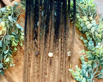 Ombre Synthetic Dreadlock Extensions: Dark Brown & Blonde Crochet Braids