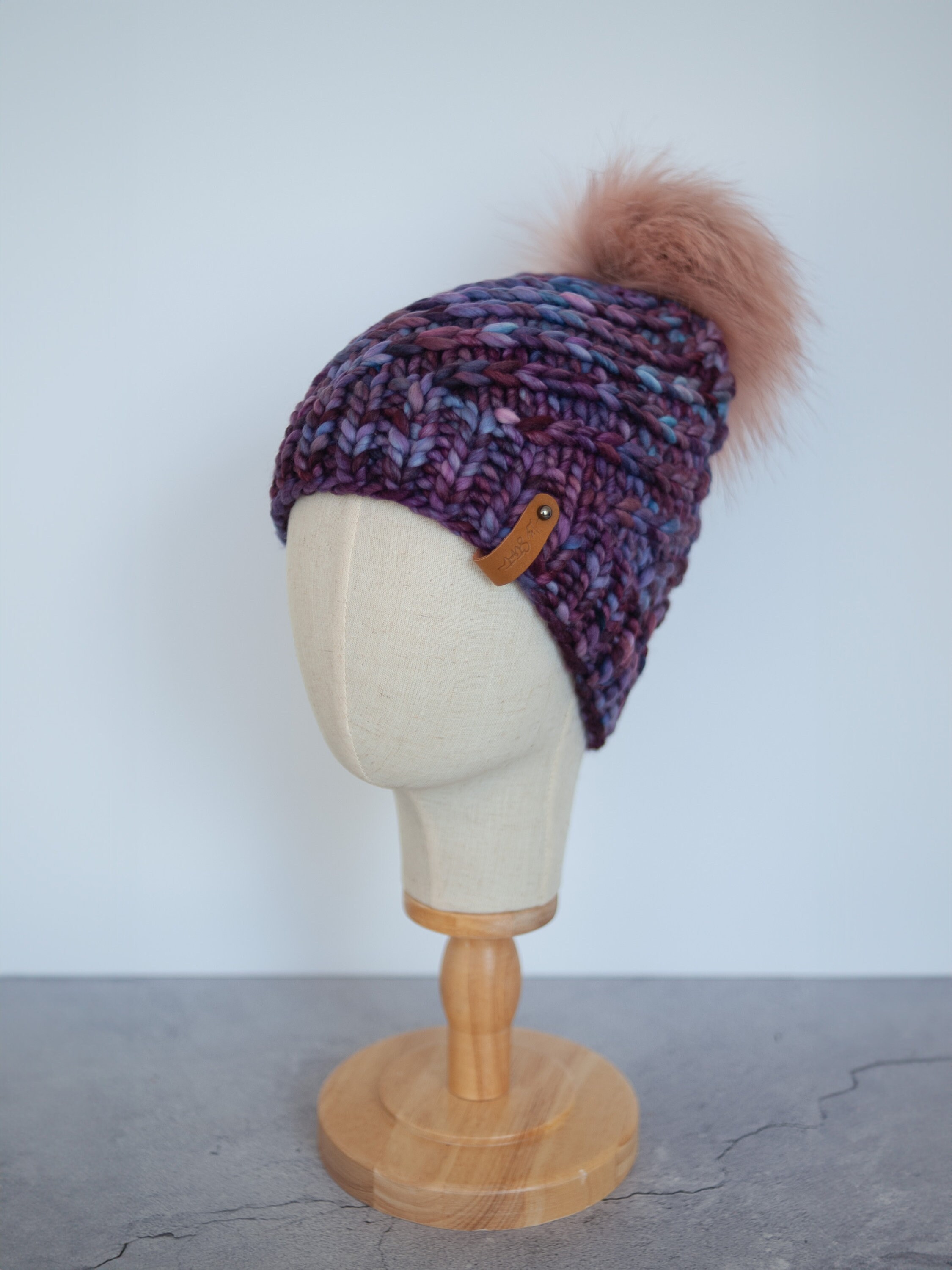Handmade Purple Multi Color Merino Wool Knit Beanie - Etsy  display picture 1