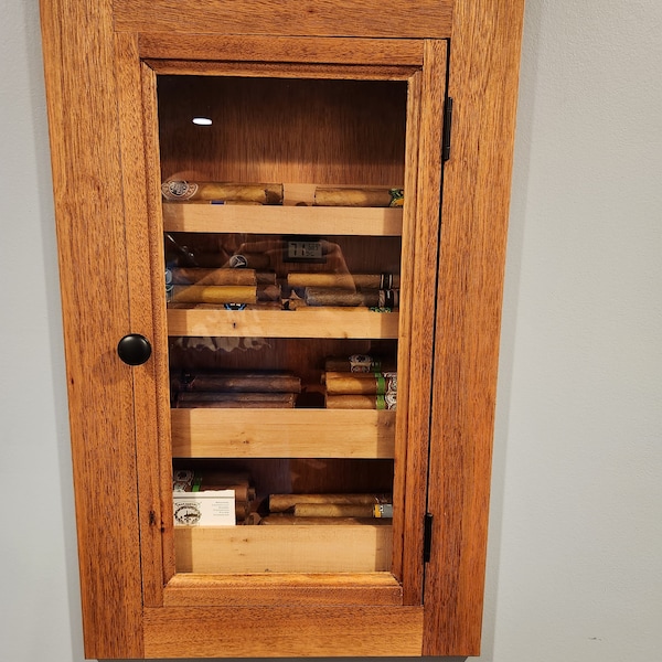 Handmade In-Wall Cigar Humidor, Spanish Cedar & White Oak, Boveda Kit