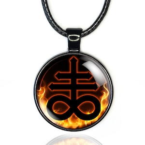Leviathan Cross Necklace, Witch Pendant, Brimstone Pendant, Pagan Jewelry, Black / Silver Satanic Cross, Satanic Jewelry, Demon Sigil