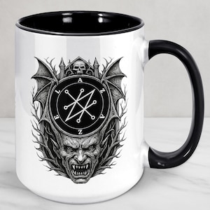 Azazel Demon Sigil Mug, Goetia Coffee Cup For Witchcraft, Ritual Work, Occult Gift, Dark Altar Decor