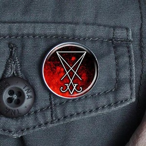 Lucifer Sigil Pin, Occult Jewelry with Satanic Symbol, Black Magick Dark Arts Accessory Badge