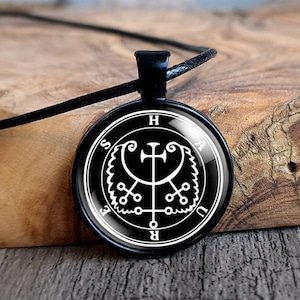Haures Sigil Necklace Pagan Black Witch, Dark Arts Witchcraft Demonic Seal, Lesser Key Of Solomon Ars Goetia, Ritual Occult Jewelry Pendants