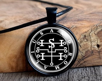 Andromalius Sigil Necklace, Goetia Solomon Demon Seal Pendant Medallion, Pagan Witchcraft Occult Jewelry Devil Magic Left Hand Path Witch