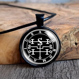 Andromalius Sigil Necklace, Goetia Solomon Demon Seal Pendant Medallion, Pagan Witchcraft Occult Jewelry Devil Magic Left Hand Path Witch