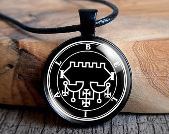 Belial Sigil Necklace, Goetia Solomon Demon Seal Pendant Medallion, Pagan Witchcraft Occult Jewelry Devil Magic Left Hand Path Witchy Gifts