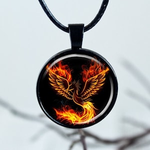 Phoenix Necklace, Phoenix Pendant, Greek Mythology, Phoenix Art Jewelry, Gift Under 20, Phoenix Talisman, Bird Necklace, Fantasy Necklace
