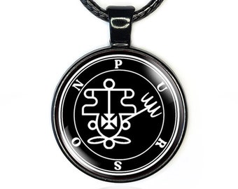 Purson Pendant, Occult Jewelry, Black Magic Necklace, Goetia Demons Glass Dome Necklace, Satanism Demonolatry Sigil Pendants, Gift For Him