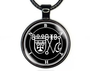 Bathin Demon Sigil Talisman, Occult Pendant for Dark Magic & Ars Goetia, Witchcraft Necklace Satanic Jewelry, Pagan Alchemy Charm Seal