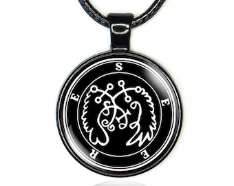 Seere Sigil Necklace, Goetia Solomon Demon Seal Pendant Medallion, Pagan Witchcraft Occult Jewelry Witchy Devil Magic Left Hand Path Gifts