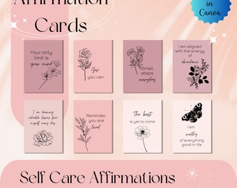 60 cartes d’affirmation Téléchargement numérique, Deck d’affirmations de pleine conscience 2021, Citations positives Cadeau imprimable