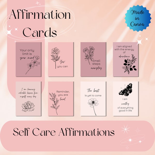 60 Affirmation Cards Digital Download, Mindfulness Affirmations Deck 2021, Positive Quotes Printable Gift