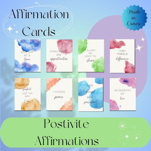 Affirmation Cards, Printable Cards, Motivational Cards, Positivity Cards, Manifestation Cards, Affirmation Deck, Daily Affirmation