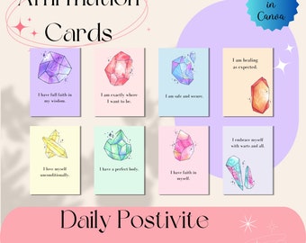 100 Daily Positive Affirmation Cards Digital Download, Mindfulness Affirmations Deck 2024, Positive Quotes Printable Editable Gift