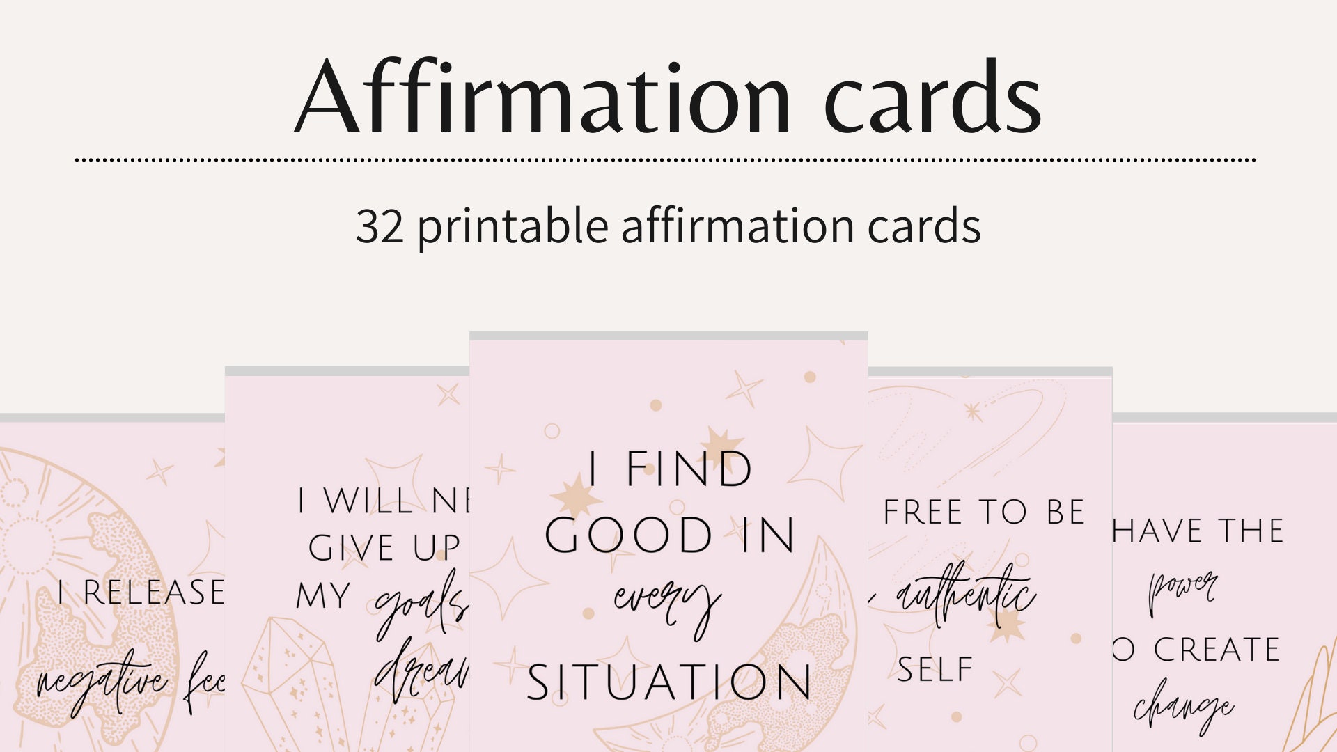 32 Daily Affirmation Cards, Universe and Star Design, Daily ...