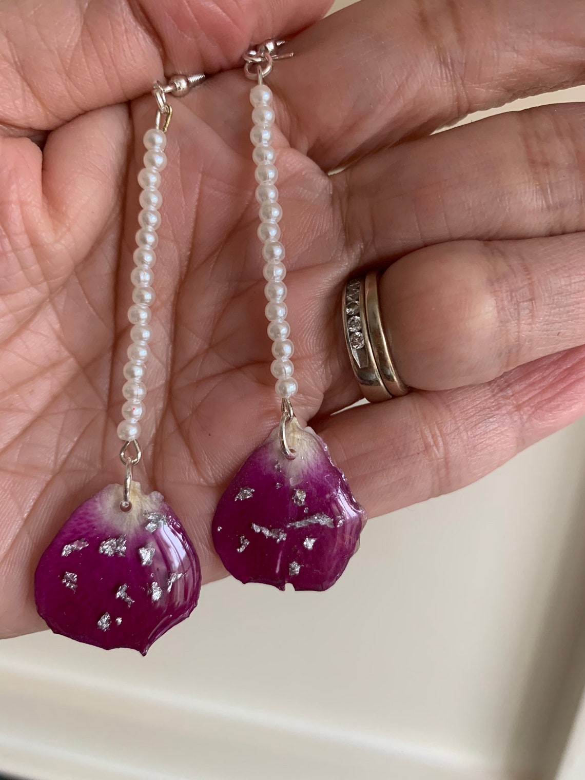 Rose Petal Resin Earrings Etsy