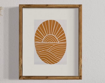 Shine | Original Linocut Print | Linoprint Sun | Linocut Sun Print | Boho Sun Print | Bohemian Sun Print | Sunshine Print