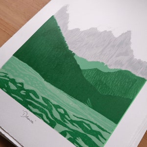 Dolomites | Original Linocut Mountain Print | Dolomite Mountain Print | Mountain Range Print | Climbing Print | Dolomites Art