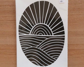Shine | Original Linocut Print | Linoprint Sun | Linocut Sun Print | Boho Sun Print | Bohemian Sun Print | Sunshine Print