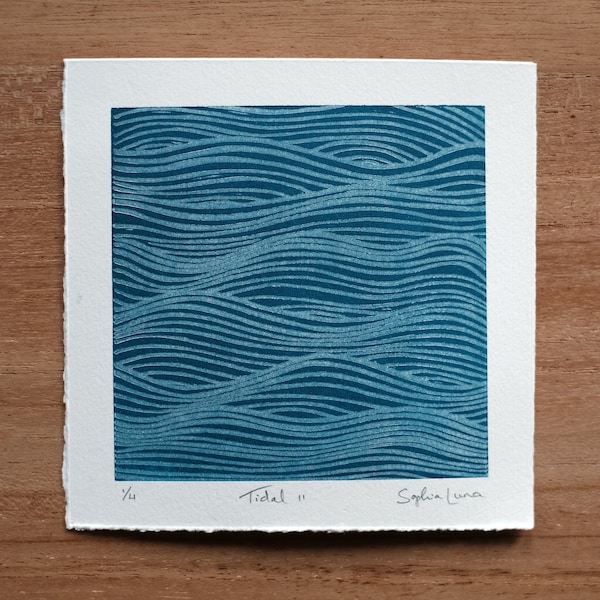 Tidal ii | Original Linocut Print | Wave Print | Sea Print | Ocean Print | Texture Print | Sea Texture Print