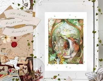 Into the woods 'All Things Bright and Beautiful' A4 fine art giclée print.