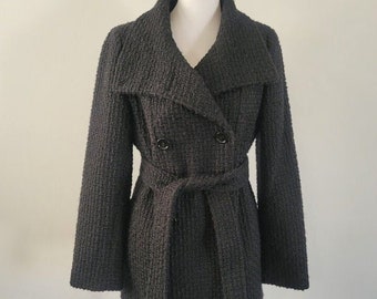 calvin klein wool blend double breasted belted coat
