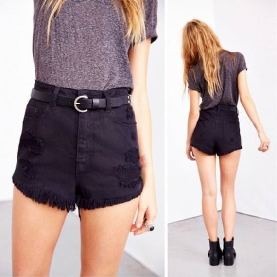 Cheeky Distressed Jean Shorts | Etsy