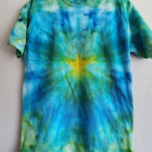 Kid&#39;s Blue Green with Star Tie Dye T Shirt Customizable Size Youth XL