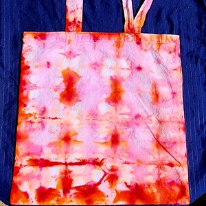 Red Orange Grid Tie Dye Tote Bag Customizable
