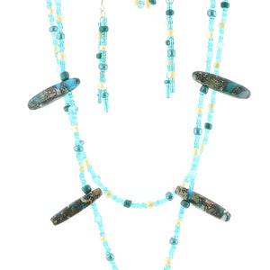 Blue Jasper double necklace and earring set