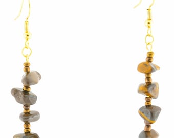 Tiger Eye earrings with gold hooks