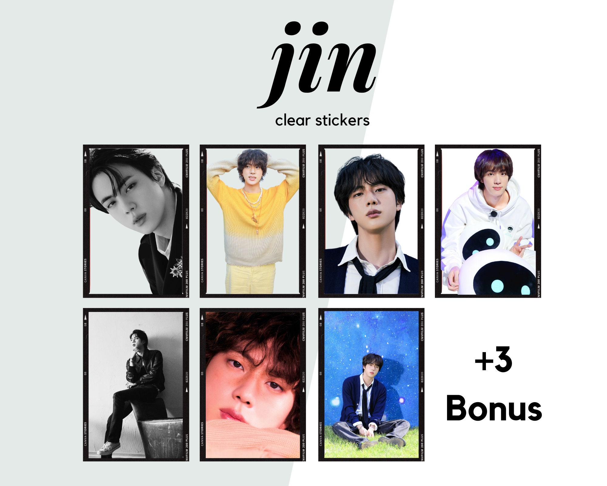 BTS JIN ステッカー BTS Jin Stickers | Set of 7 + 3 Bonus | Bts Stickers - Etsy