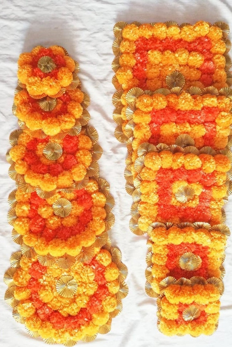 Artificial Marigold Flower Decoration Rangoli Round and Square Etsy