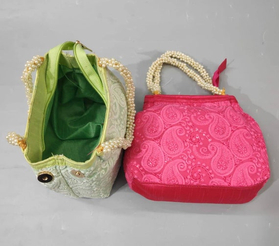 Hand Handled Cheed Moti Handle Embroidered Women Potli Bag, For Parties And  Wedding at Rs 60/piece in Jaipur