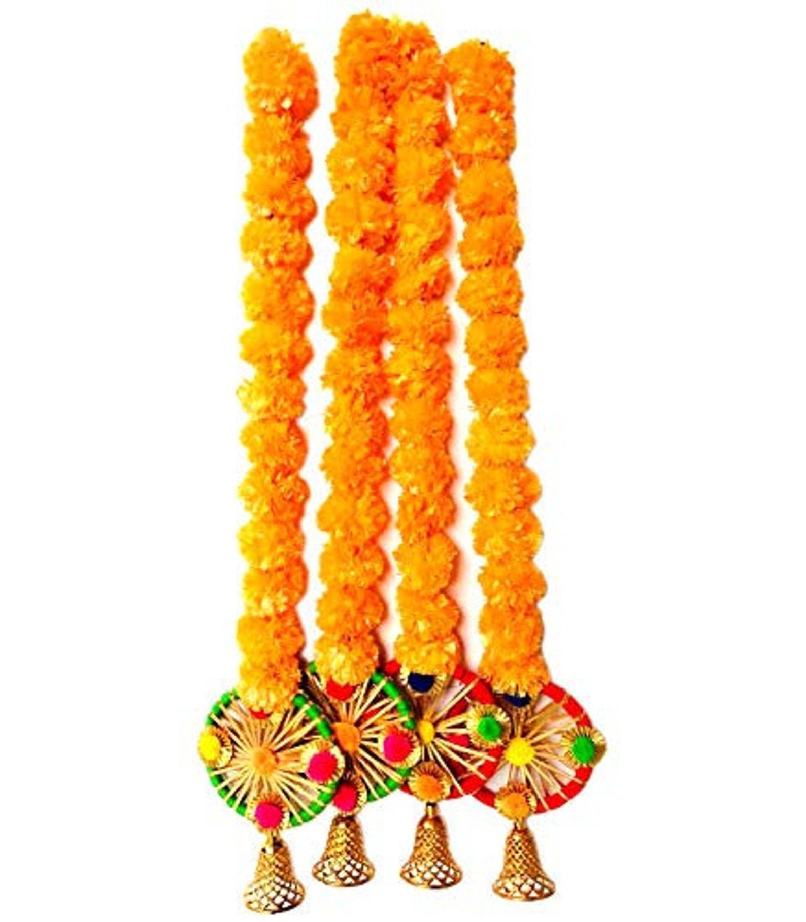 Artificial Marigold Flower String With Bell Garland Hanging Etsy UK