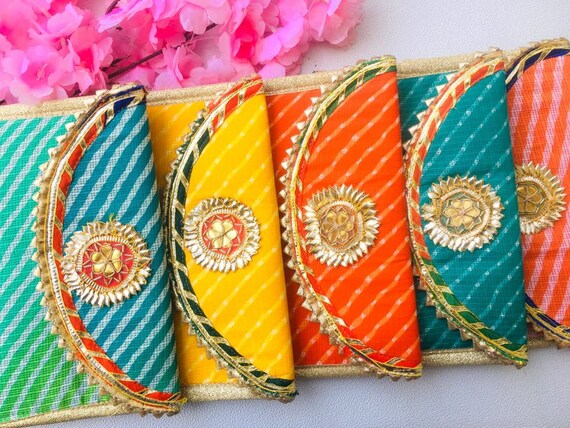 Buy Laheriya Fabric Gota Clutch Purses Envelopes Indian Wedding