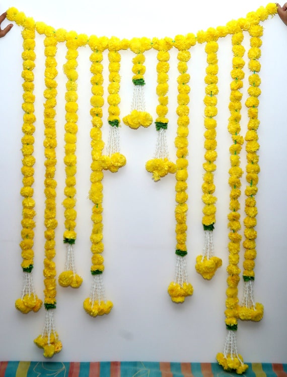 Yellow Artificial Marigold Flower Backdrop Door Hangings for - Etsy